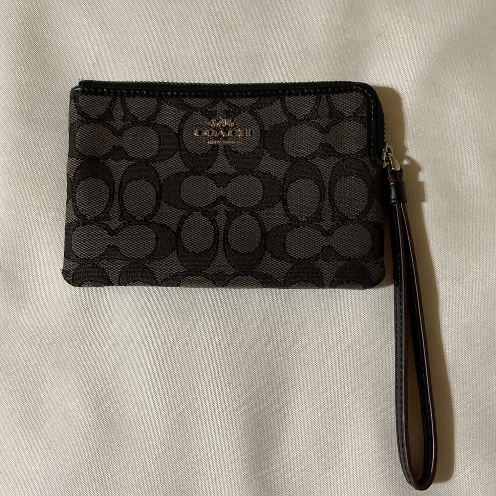 Coach Signature Black and Gray Wristlet